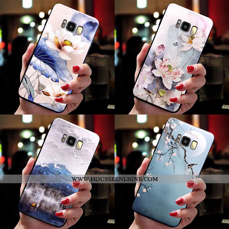 Housse Samsung Galaxy S8+ Tendance Fluide Doux Incassable Vent Protection Style Chinois Bleu