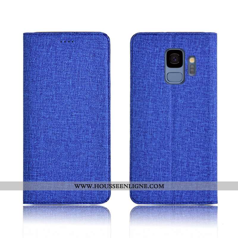 Housse Samsung Galaxy S9 Protection Cuir Téléphone Portable Bleu Clamshell Fluide Doux Étoile