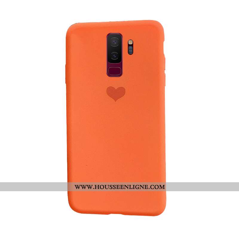 Housse Samsung Galaxy S9+ Protection Tendance Coque Orange Silicone Amour Fluide Doux