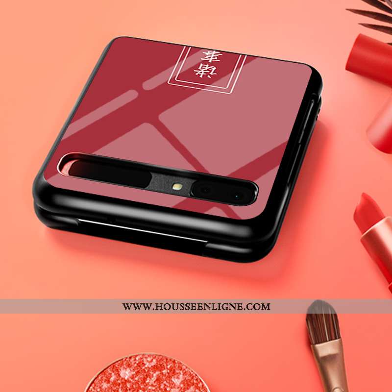 Housse Samsung Z Flip Verre Personnalité Personnalisé Protection Plier Étui Téléphone Portable Rouge