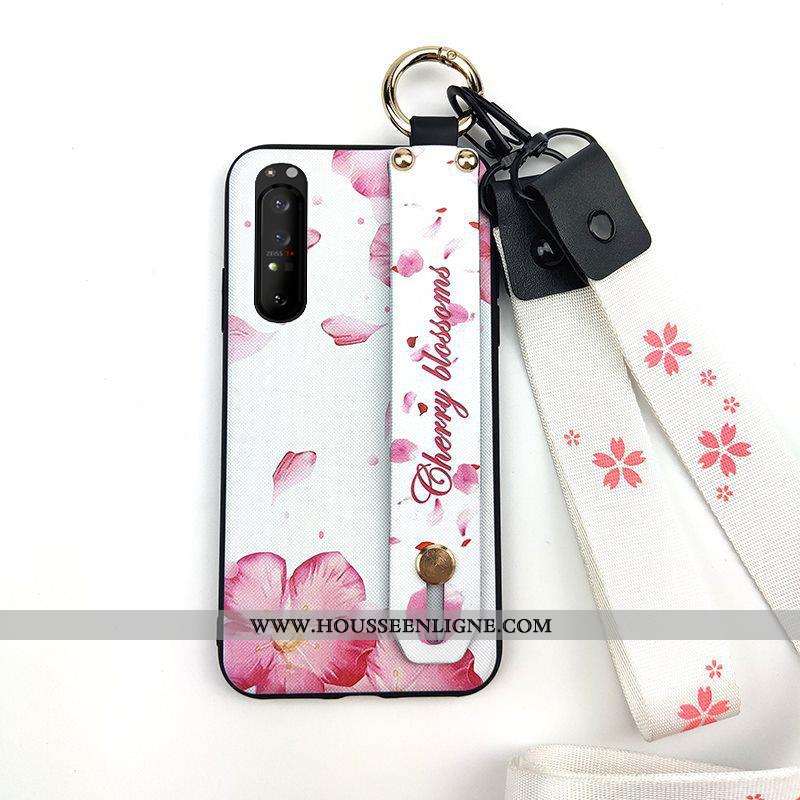 Housse Sony Xperia 1 Ii Fluide Doux Protection Étui Téléphone Portable Support Blanc Fleur Blanche