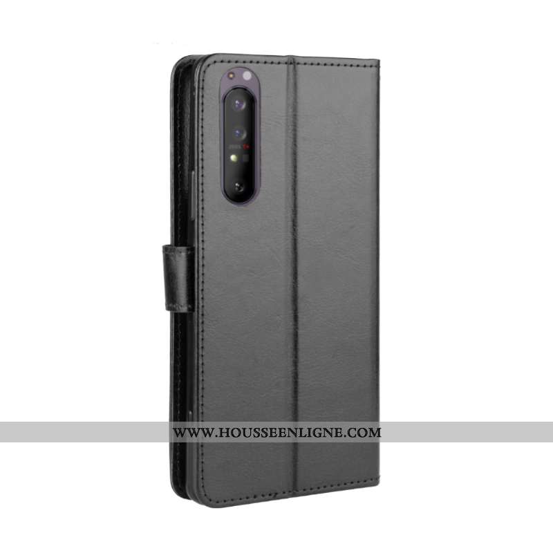 Housse Sony Xperia 1 Ii Modèle Fleurie Protection Cuir Incassable Coque Noir Carte