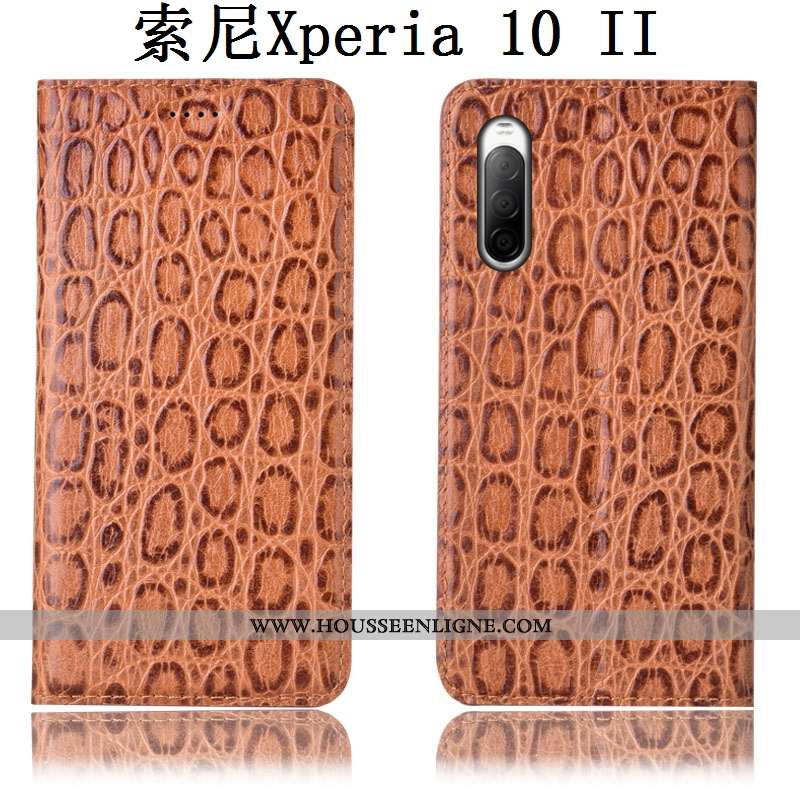 Housse Sony Xperia 10 Ii Cuir Véritable Modèle Fleurie Protection Téléphone Portable Coque Étui Roug