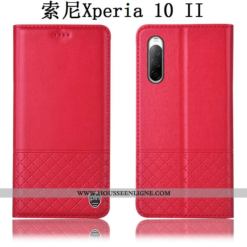 Housse Sony Xperia 10 Ii Protection Cuir Véritable Étui Téléphone Portable Coque Incassable Marron