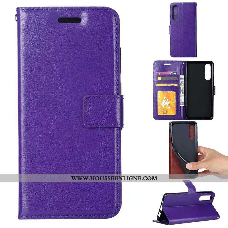 Housse Sony Xperia 5 Cuir Modèle Fleurie Violet Téléphone Portable Protection Étui Coque