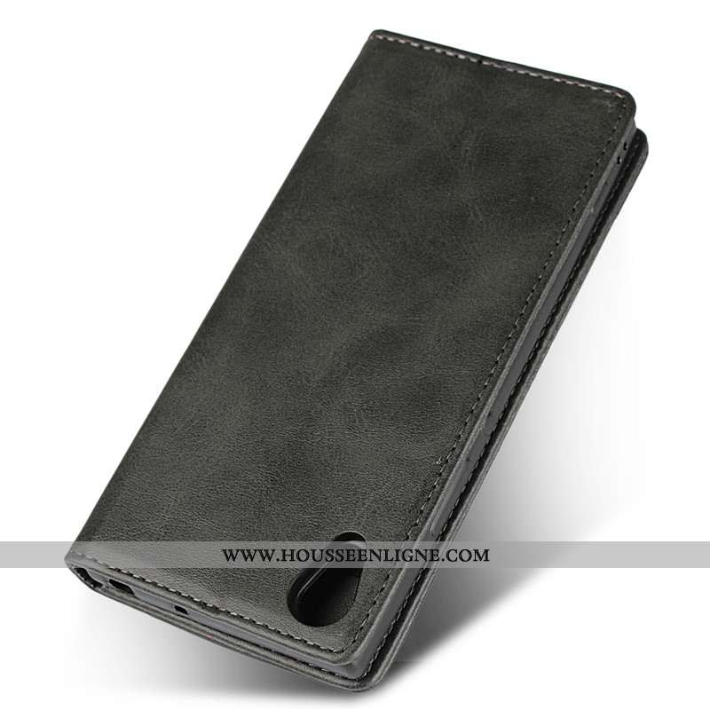 Housse Sony Xperia Xa1 Fluide Doux Protection Noir Téléphone Portable Étui Cuir Bovins