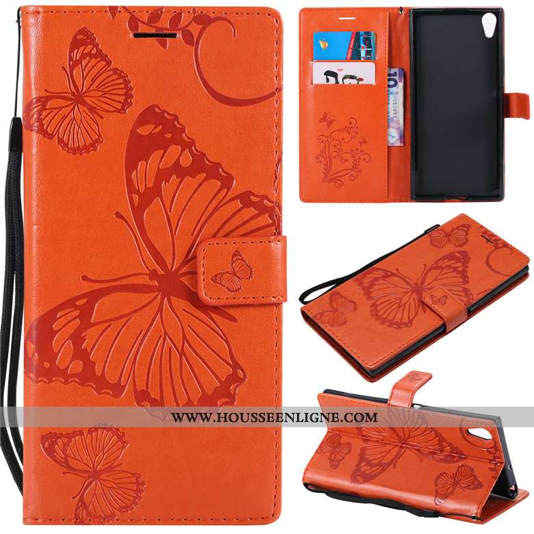 Housse Sony Xperia Xa1 Ultra Cuir Protection Tout Compris Orange Coque Incassable Clamshell