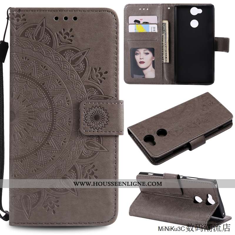 Housse Sony Xperia Xa2 Cuir Protection Téléphone Portable Incassable Carte Violet