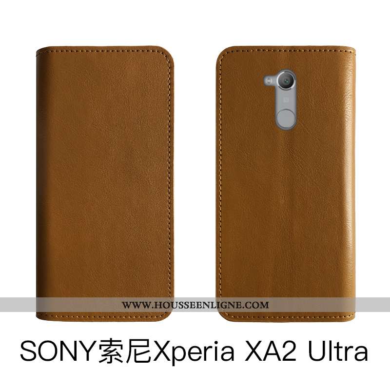 Housse Sony Xperia Xa2 Ultra Vintage Fluide Doux Étui Téléphone Portable Protection Coque Marron
