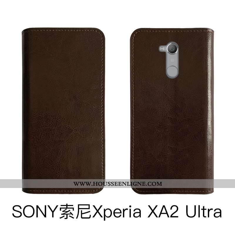 Housse Sony Xperia Xa2 Ultra Vintage Fluide Doux Étui Téléphone Portable Protection Coque Marron