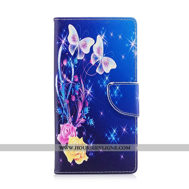 Housse Sony Xperia Xz1 Compact Cuir Protection Étui Coque Téléphone Portable Peinture Bleu