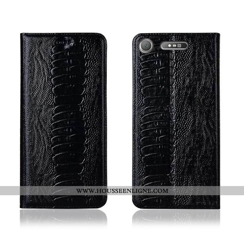 Housse Sony Xperia Xz1 Compact Protection Cuir Véritable Oiseau Silicone Fluide Doux Noir Téléphone 