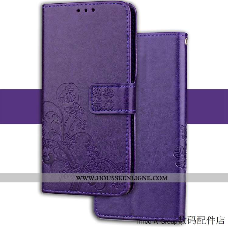 Housse Sony Xperia Xz2 Compact Protection Personnalité Étui Cuir Carte Violet Coque