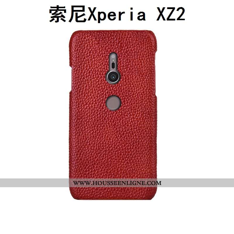 Housse Sony Xperia Xz2 Cuir Mode Rouge Étui Téléphone Portable Protection Litchi Rose
