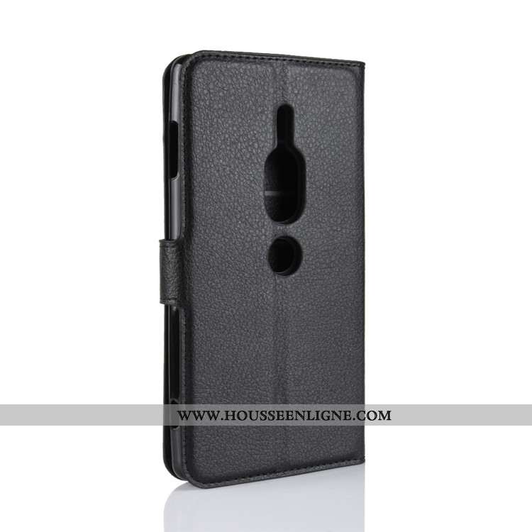 Housse Sony Xperia Xz2 Premium Portefeuille Cuir Téléphone Portable Noir Étui Coque