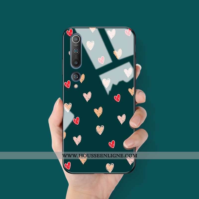 Housse Xiaomi Mi 10 Fluide Doux Silicone Amour Amoureux Personnalité Nouveau Créatif Verte