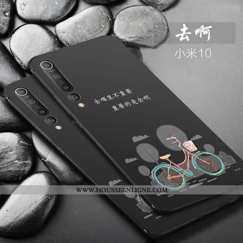 Housse Xiaomi Mi 10 Tendance Légère Téléphone Portable Tout Compris Coque Incassable Silicone Noir