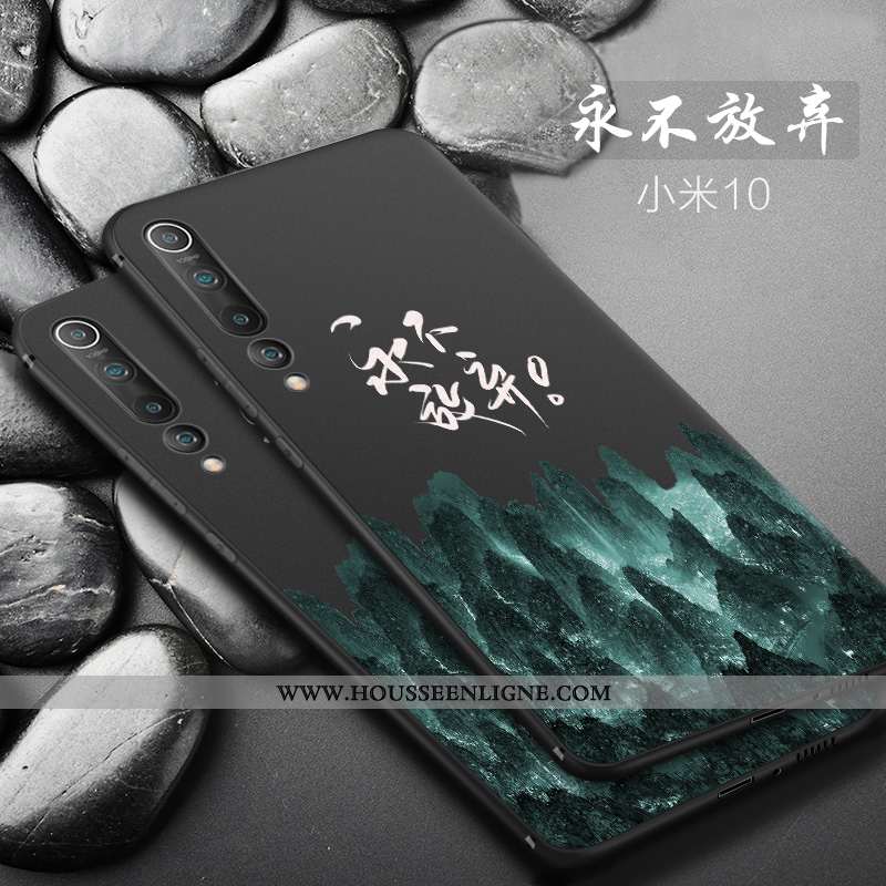 Housse Xiaomi Mi 10 Tendance Légère Téléphone Portable Tout Compris Coque Incassable Silicone Noir