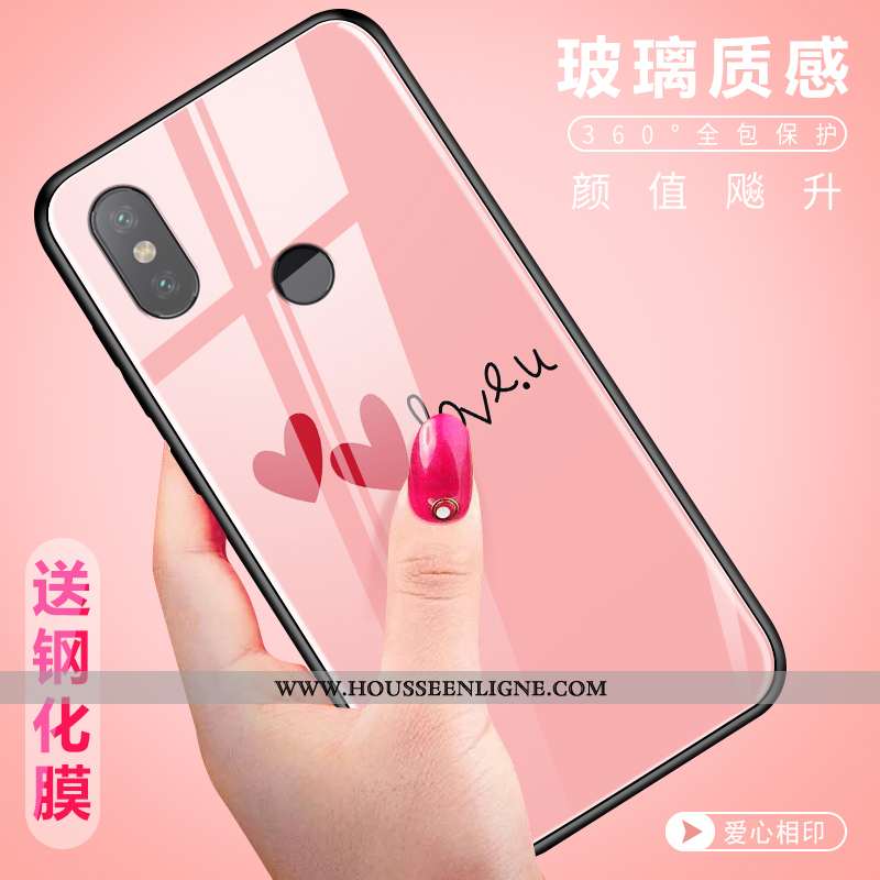 Housse Xiaomi Mi 8 Charmant Silicone Difficile Téléphone Portable Rose Verre Étui