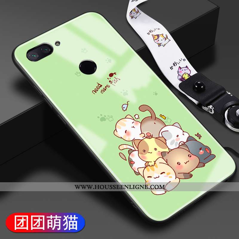 Housse Xiaomi Mi 8 Lite Personnalité Charmant Téléphone Portable Vert Jeunesse Verre Protection Vert