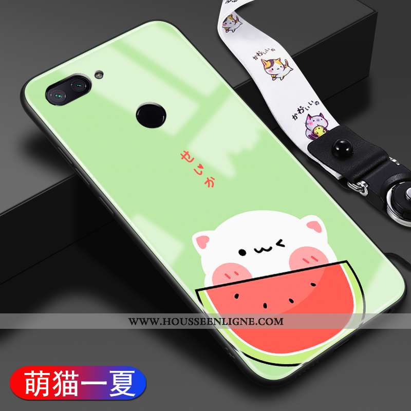 Housse Xiaomi Mi 8 Lite Personnalité Charmant Téléphone Portable Vert Jeunesse Verre Protection Vert