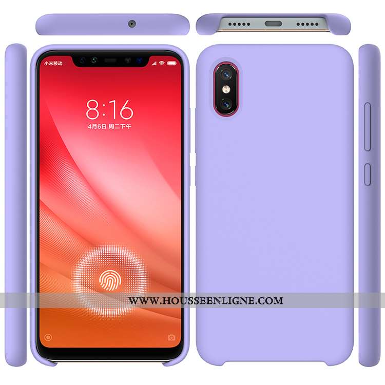 Housse Xiaomi Mi 8 Pro Modèle Fleurie Silicone Téléphone Portable Violet Couleur Unie Simple Petit