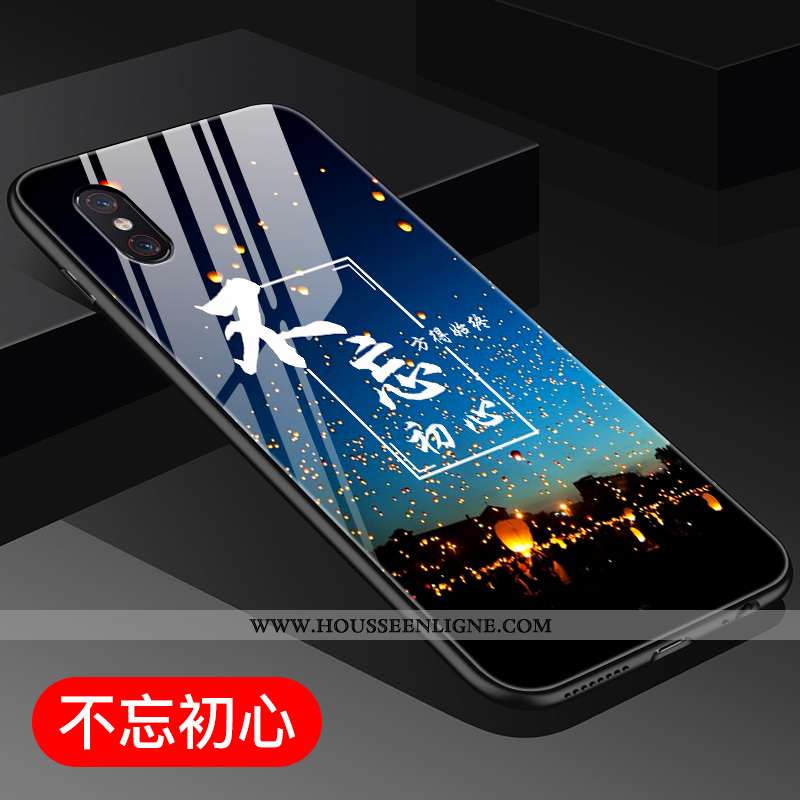 Housse Xiaomi Mi 8 Pro Verre Personnalité Style Chinois Modèle Fleurie Difficile Coque Incassable Bl
