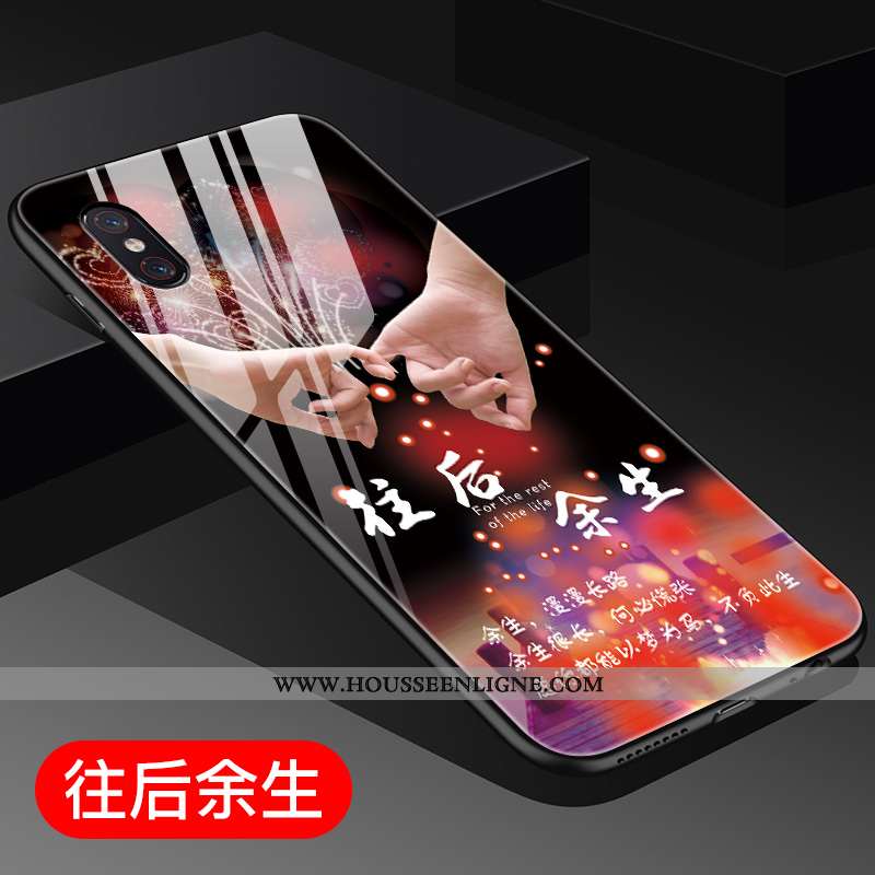 Housse Xiaomi Mi 8 Pro Verre Personnalité Style Chinois Modèle Fleurie Difficile Coque Incassable Bl