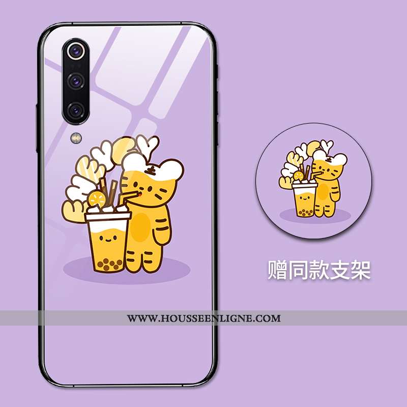 Housse Xiaomi Mi 9 Créatif Dessin Animé Amoureux Net Rouge Tout Compris Miroir Difficile Jaune