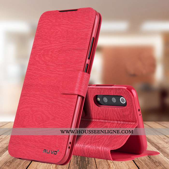 Housse Xiaomi Mi 9 Lite Cuir Fluide Doux Petit Modèle Incassable Tout Compris Rouge