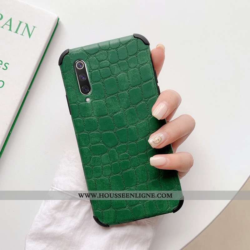 Housse Xiaomi Mi 9 Légère Cuir Vert Téléphone Portable Créatif Vent Crocodile Verte