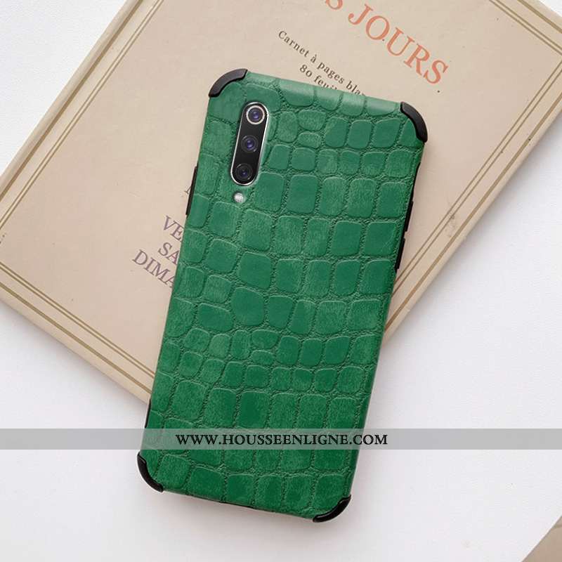 Housse Xiaomi Mi 9 Légère Cuir Vert Téléphone Portable Créatif Vent Crocodile Verte