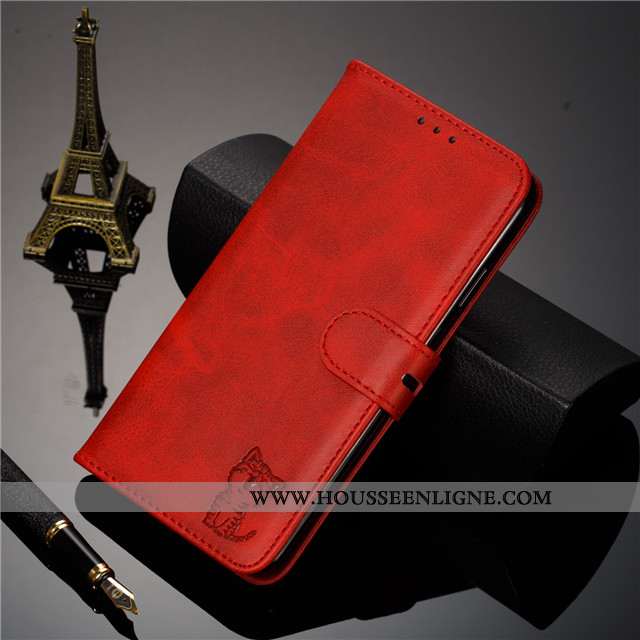 Housse Xiaomi Mi 9t Cuir Petit Rouge Coque Incassable Étui Téléphone Portable