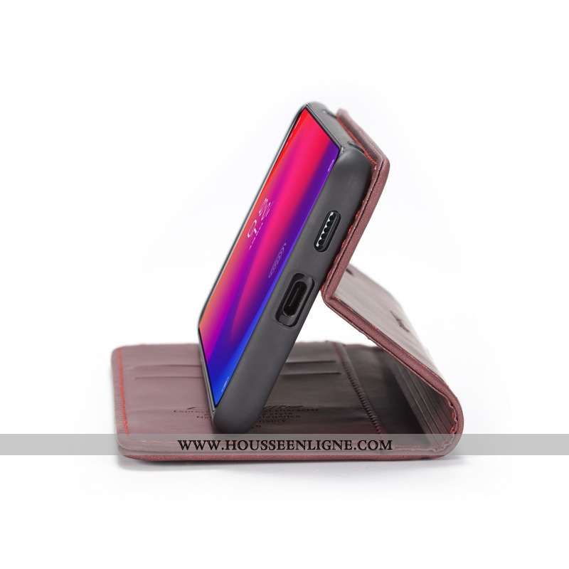 Housse Xiaomi Mi 9t Cuir Vin Rouge Carte Téléphone Portable Étui Coque Bordeaux