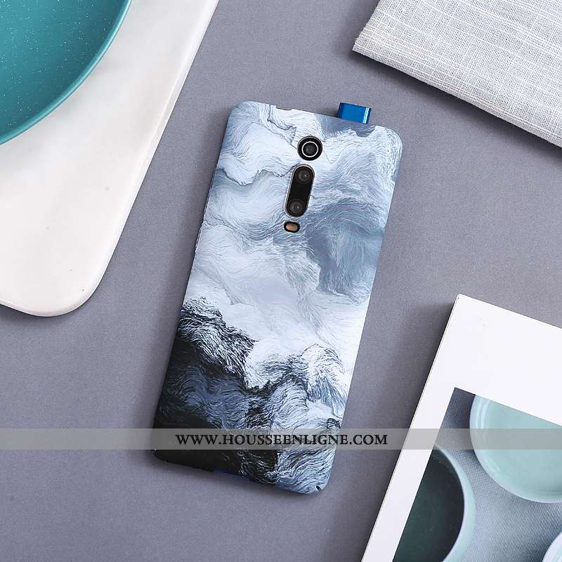 Housse Xiaomi Mi 9t Délavé En Daim Personnalité Ultra Petit Légère Coque Bleu
