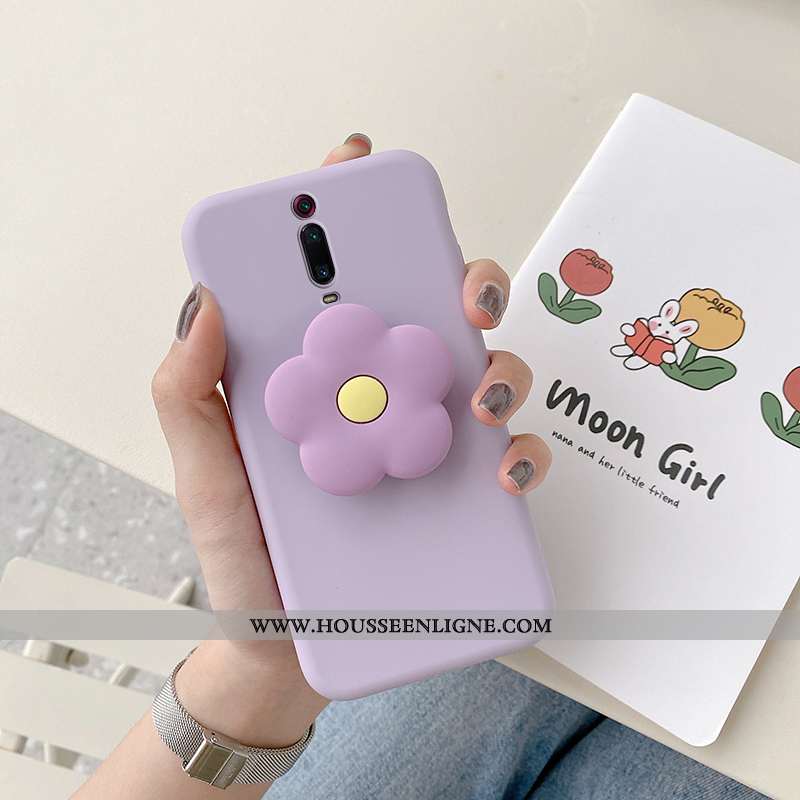 Housse Xiaomi Mi 9t Pro Créatif Fluide Doux Silicone Rouge Étui Coque Fleur Violet