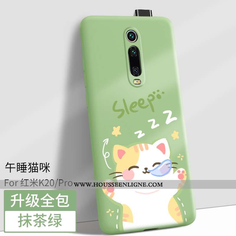 Housse Xiaomi Mi 9t Pro Fluide Doux Silicone Incassable Coque Délavé En Daim Téléphone Portable Vert