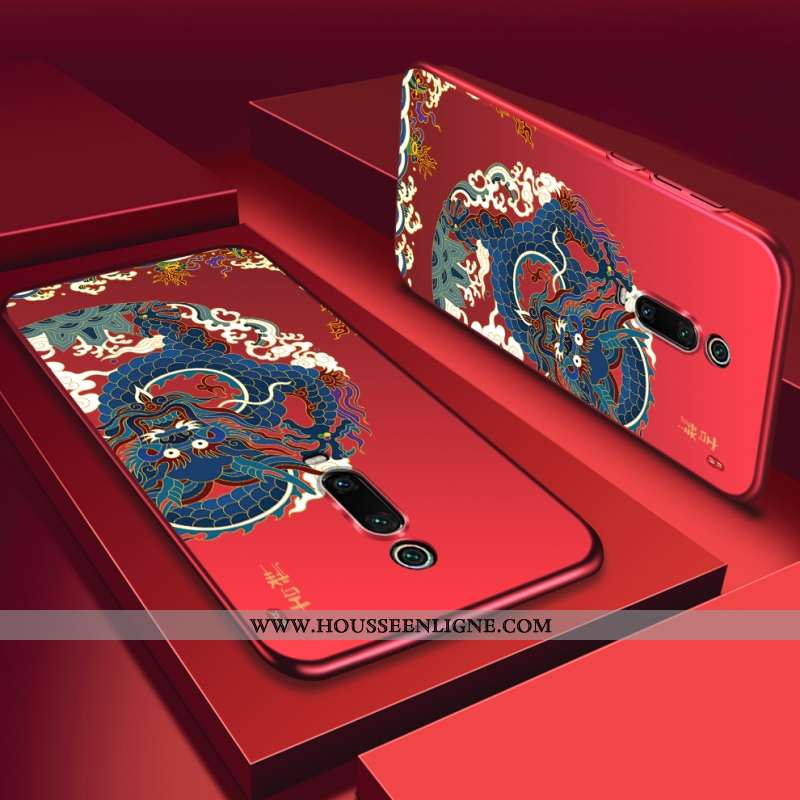 Housse Xiaomi Mi 9t Pro Silicone Protection Légère Bleu Rouge Délavé En Daim Style Chinois