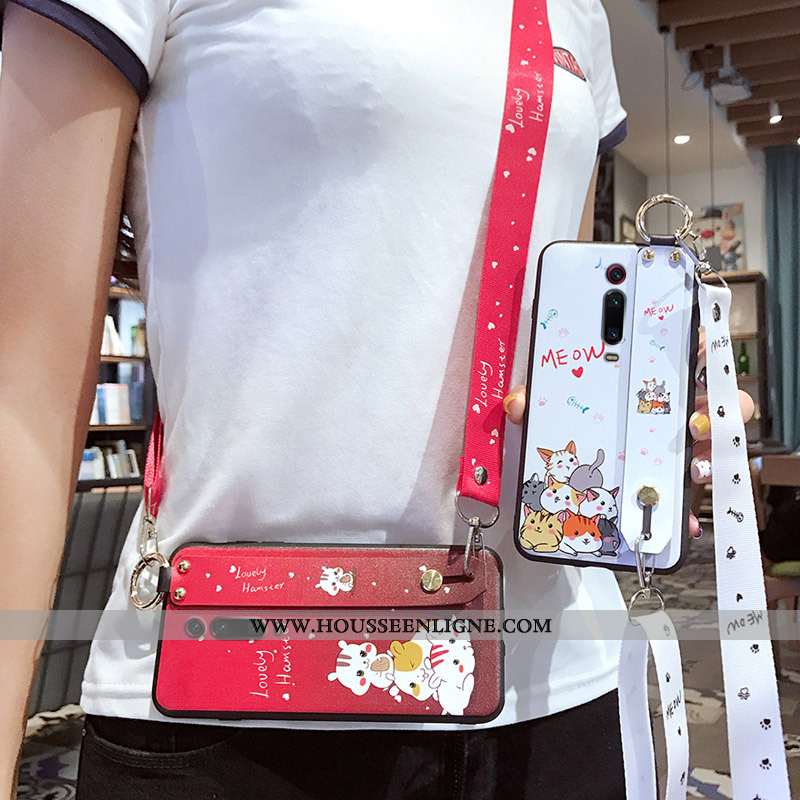 Housse Xiaomi Mi 9t Silicone Protection Dessin Animé Téléphone Portable Coque Rouge Blanc Blanche
