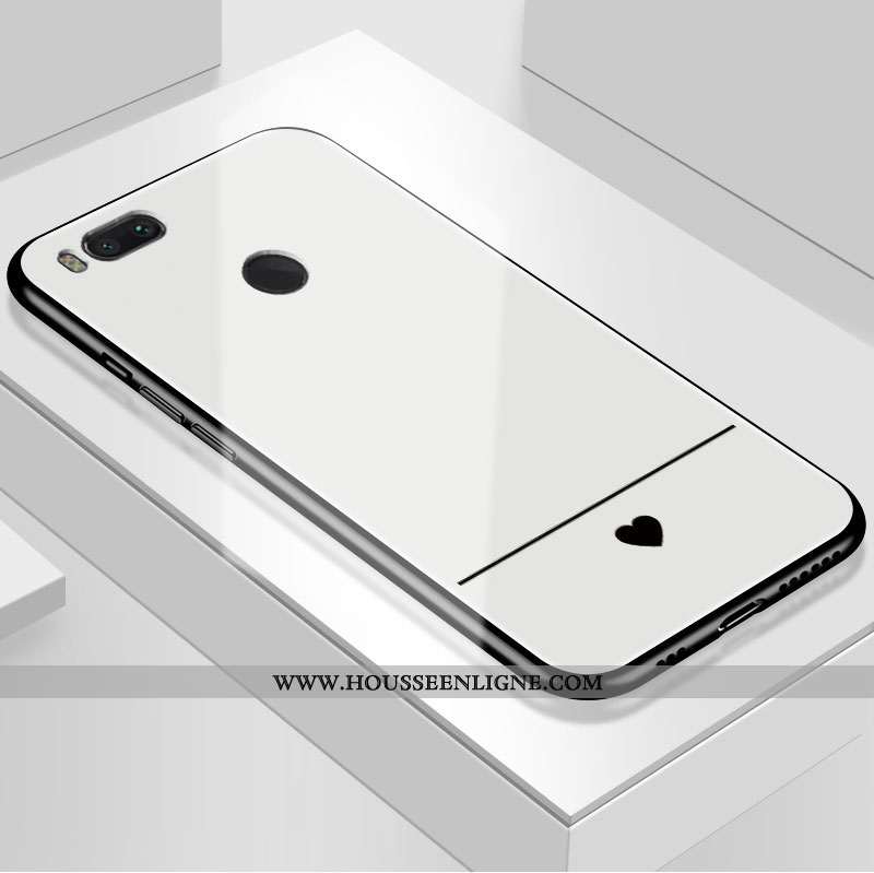 Housse Xiaomi Mi A1 Silicone Mode Amour Simple Verre Téléphone Portable Étui Bordeaux