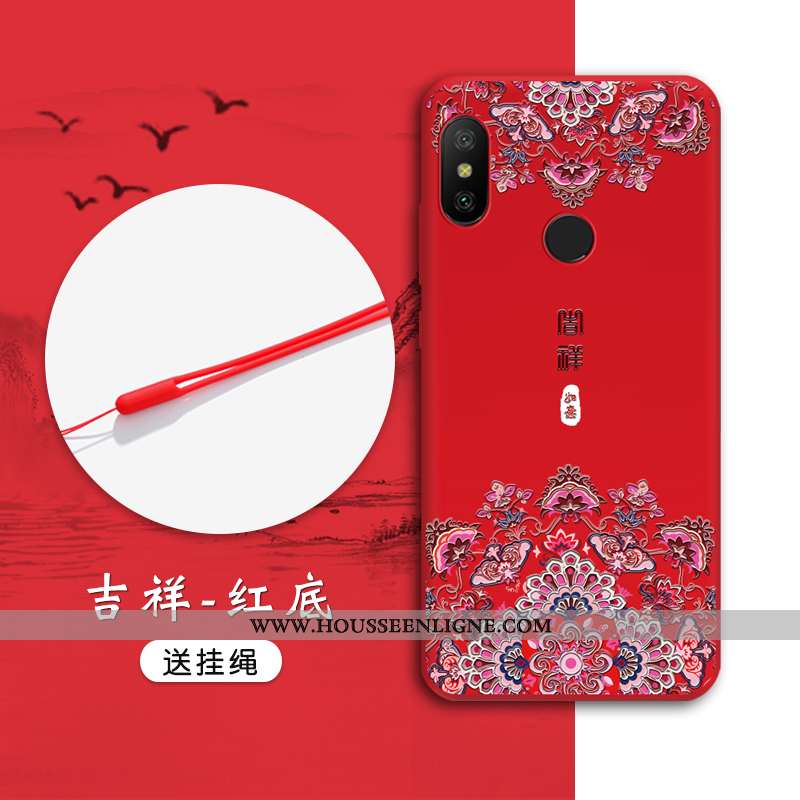 Housse Xiaomi Mi A2 Lite Gaufrage Tendance Vent Rouge Coque Nouveau Étui