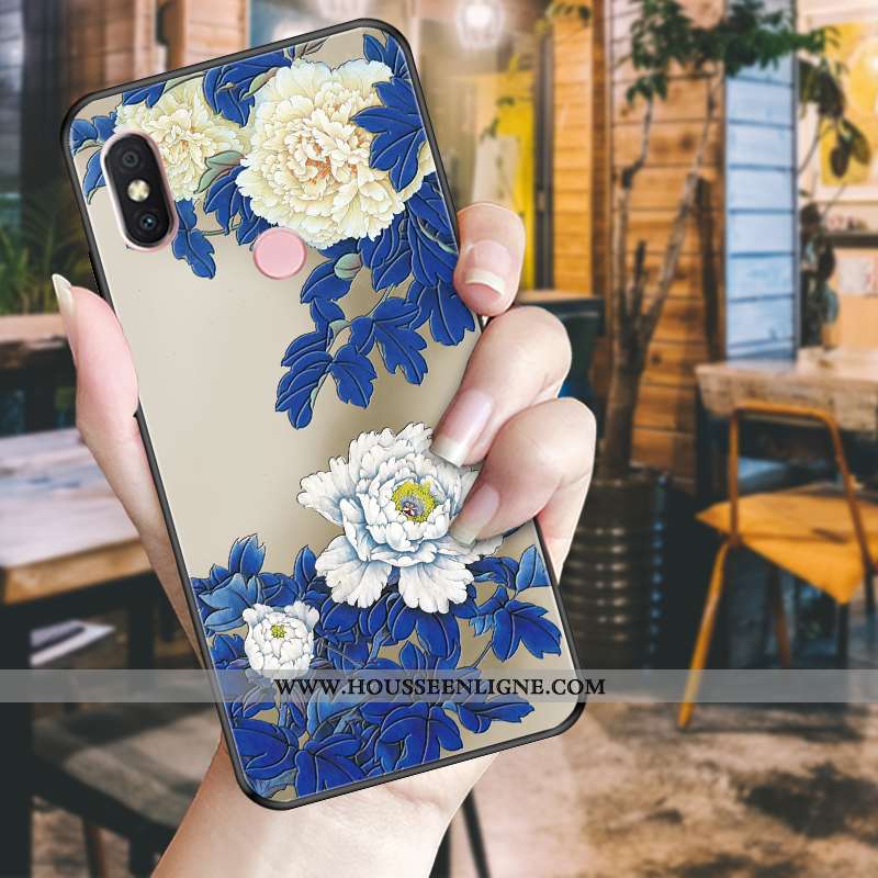 Housse Xiaomi Mi A2 Lite Tendance Fluide Doux Incassable Téléphone Portable Fleur Noir Bleu
