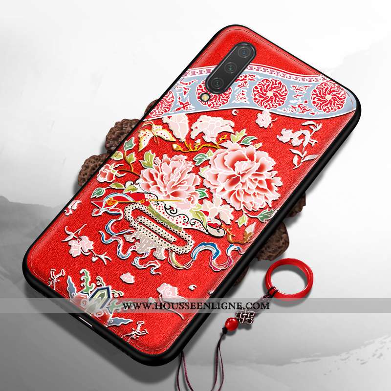 Housse Xiaomi Mi A3 Créatif Gaufrage Petit Net Rouge Modèle Style Chinois Difficile