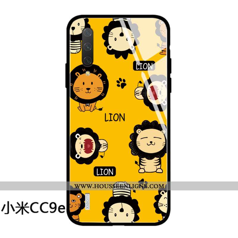 Housse Xiaomi Mi A3 Protection Verre Charmant Jaune Silicone Lion Simple