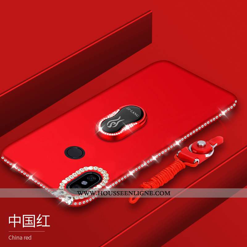 Housse Xiaomi Mi Max 3 Ornements Suspendus Fluide Doux Rouge Tout Compris Coque Délavé En Daim Prote