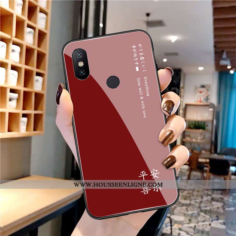 Housse Xiaomi Mi Max 3 Verre Fluide Doux Téléphone Portable Silicone Coque Incassable Vin Rouge Bord