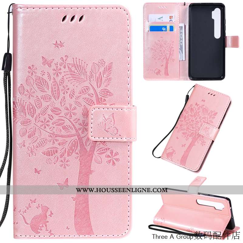 Housse Xiaomi Mi Note 10 Charmant Cuir Étui Téléphone Portable Petit Rose Incassable