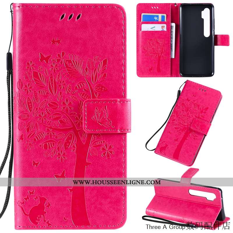 Housse Xiaomi Mi Note 10 Charmant Cuir Étui Téléphone Portable Petit Rose Incassable