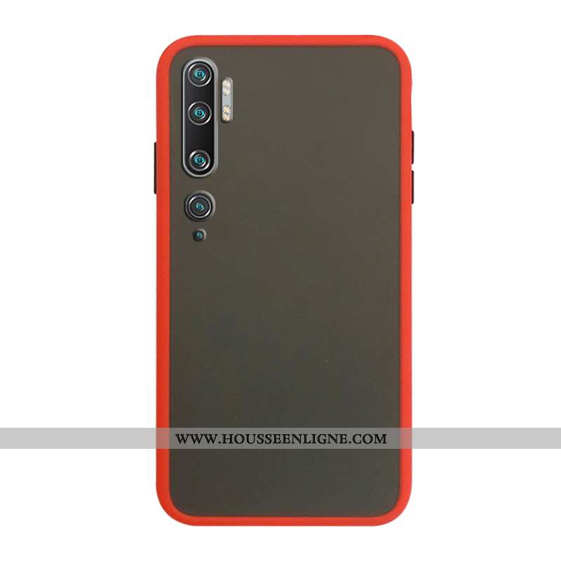 Housse Xiaomi Mi Note 10 Délavé En Daim Protection Téléphone Portable Étui Membrane Tempérer Rouge