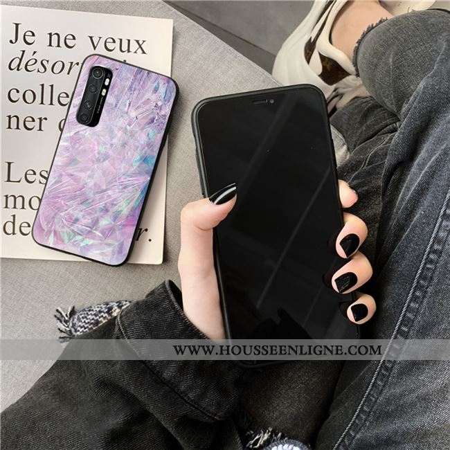 Housse Xiaomi Mi Note 10 Lite Coque Jeunesse Petit Losange Téléphone Portable Net Rouge Cœur Violet
